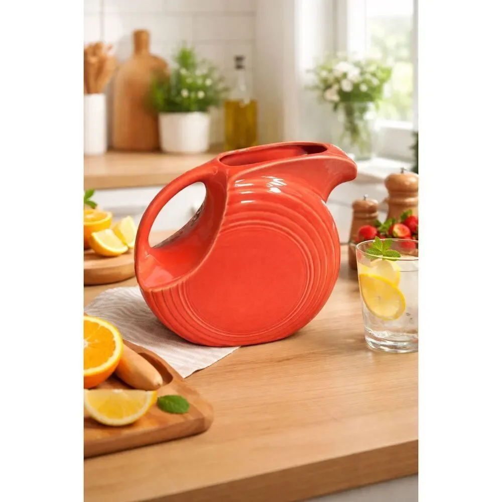 Fiesta Fiestaware Paprika Persimmon Poppy Burnt Orange Water Disk Disc Pitcher